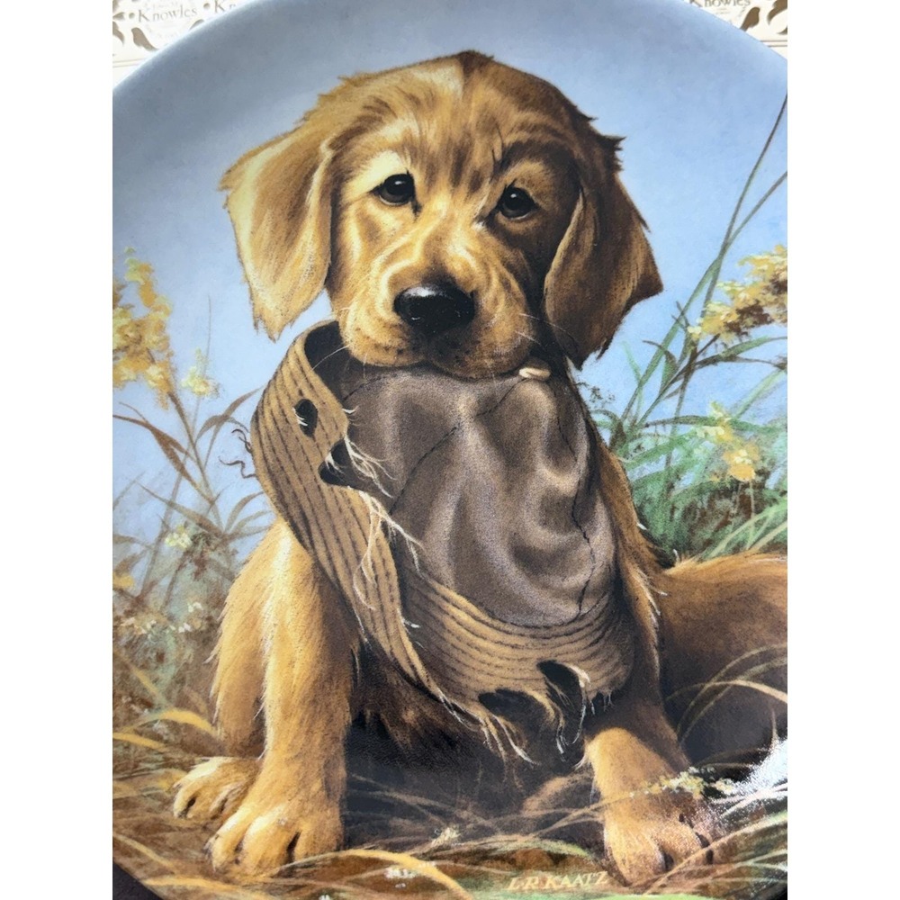 Edwin M Knowles Caught in the Act Golden Retriever Plate Lynn Kaatz 1987 COA